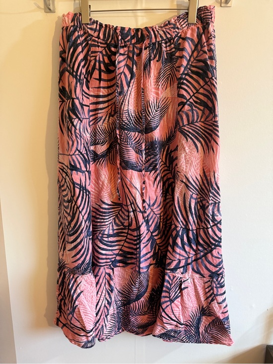Marks & Spencer Dresses & Skirts - M&S Collection 100% Linen Tropical Palm Print Midi Skirt Pink UK 14 Regular
